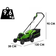 Fűnyíró fűgyűjtős, akkumulátoros Greenworks GD24LM33K2 24 v, 33 cm, akku- és töltővel