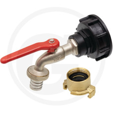 GRANIT Rövid IBC-adapter S60x6, 3/4” sárgaréz golyóscsappal, tömítéssel és körmös csatlakozóval